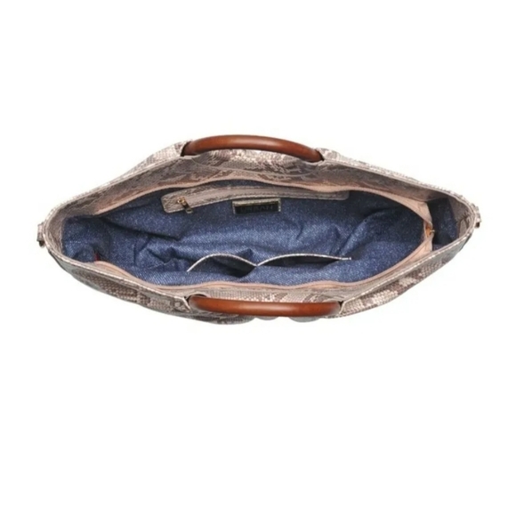 Urban Expression Vegan Leather Snake Print Moon Satchel In Nude NWT - Picture 2 of 7